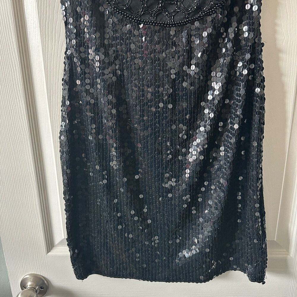 vintage 90s black sequin beaded cocktail dress size 10 evening holiday party - Picture 7 of 13